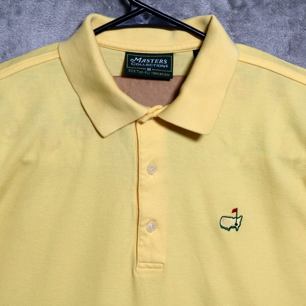 Vintage Masters Collection Polo Shirt Mens Medium Yellow Pima Cotton Preppy Golf